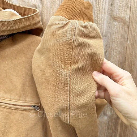 Carhartt Weathered‎ Wildwood Jacket Tan Size XXL Hooded Sherpa Lined - Picture 11 of 17